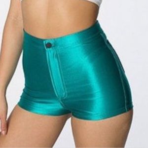 American Apparel teal disco shorts size LARGE